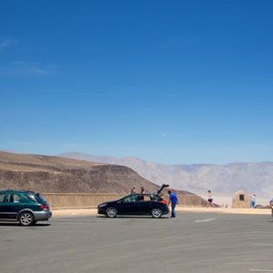 Cars in desert parking point